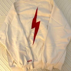 Anine Bing Bolt Sweatshirt in cream and red size S